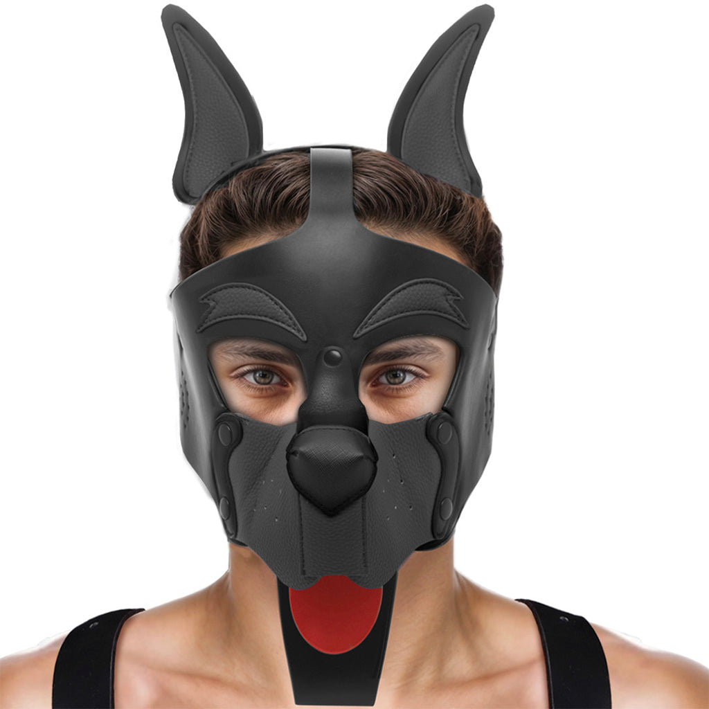 Kanine Kolection Alpha Dog Pup Hood in Black Bondage and Fetish > Pleasure Masks and Dress Up Play - Tophatter Daily Deals